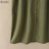 ZANZEA Women Casual Turn Down Collar Solid Color Short Sleeve Dress