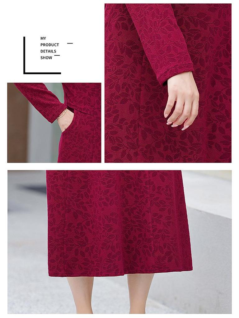 Mámino středně dlouhé plus size šaty s fleecovou podšívkou na jaro a podzim - Zeštíhlující střih pro dámy středního věku a starší