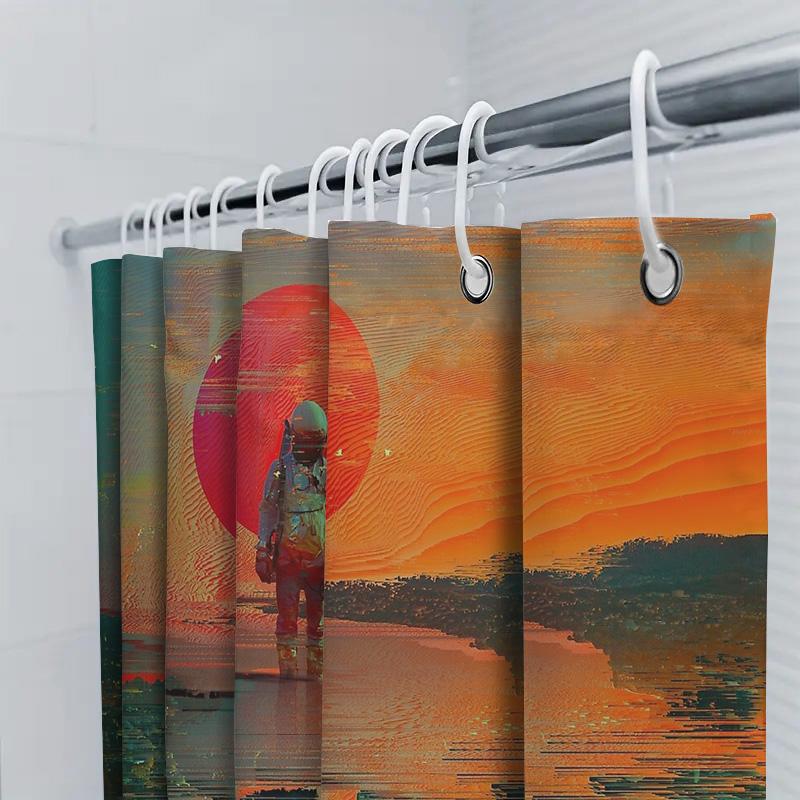 Space Explorer Shower Curtain Galaxy Universe Pattern Bathroom Decor Modern Art Sci-Fi Home Decor Gift Ideas Celestial Wall Art