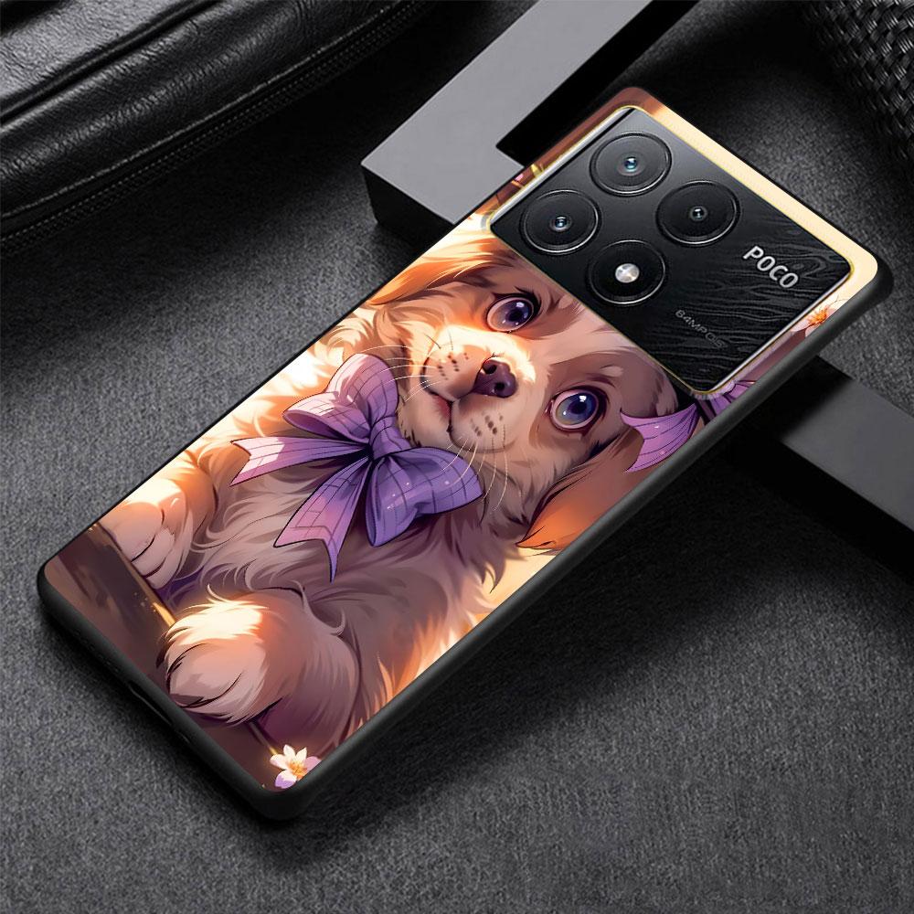 Cartoon Dogs Case for Xiaomi Poco X6 X3 NFC M5s X5 F3 M4 M3 Pro Black Silicone Soft Phone Cover Coque