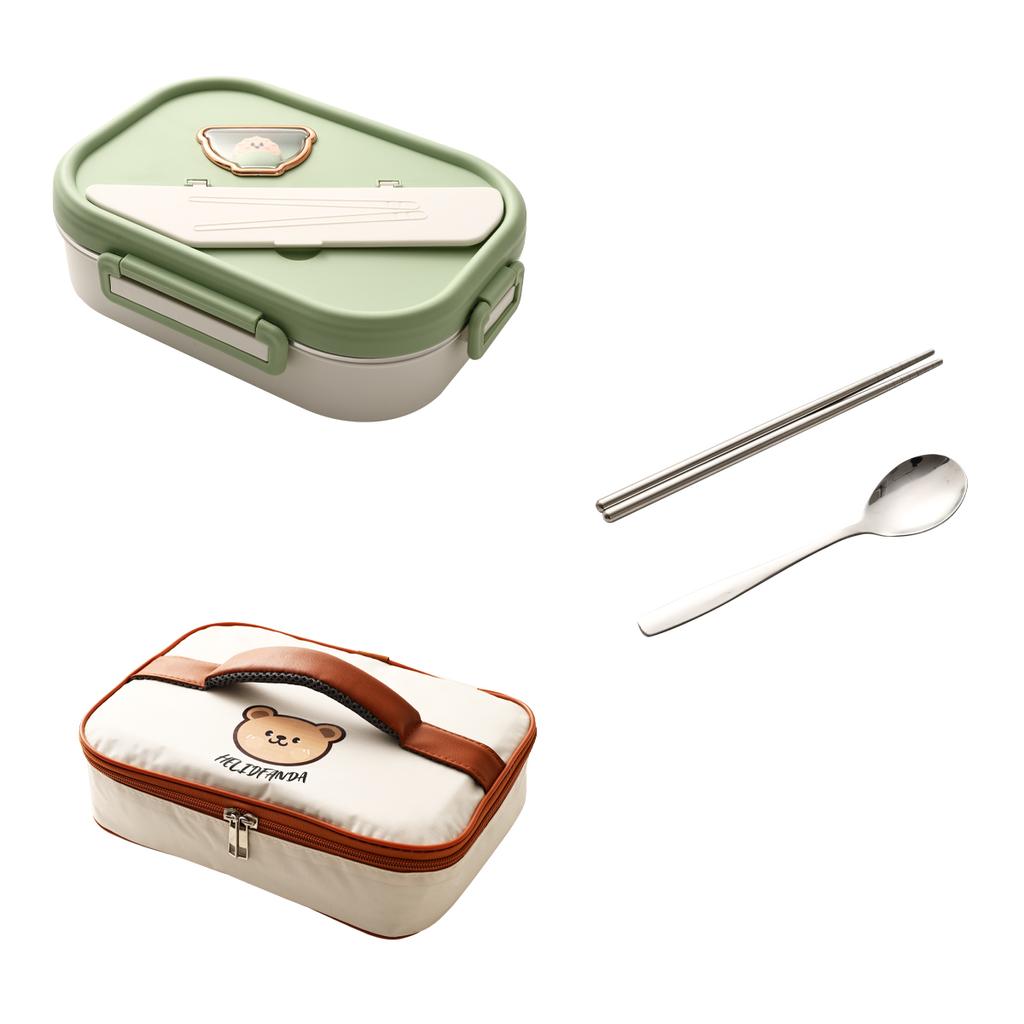 1200 ml Bento-Lunchbox aus 304 Edelstahl mit Suppenschüssel, tragbarer versiegelter Lebensmittelbehälter, Lunchbehälter mit 4 Fächern