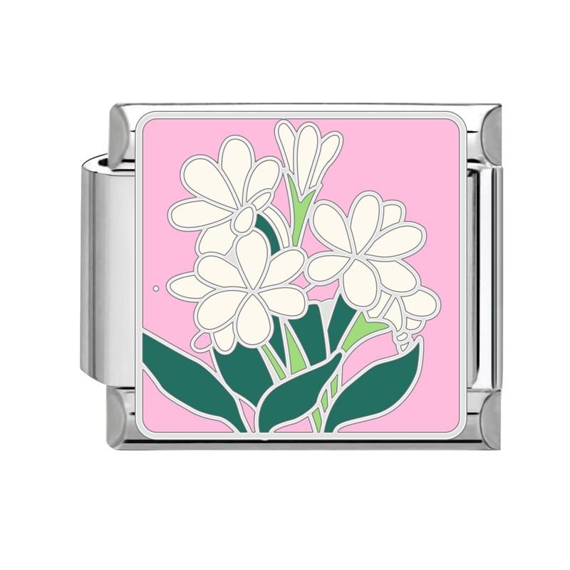 Summer Colorful Flowers Sweet Daisy Rose Tulip Italian Charm Links Fit 9mm Bracelet Stainless Steel Women DIY Making Gifts