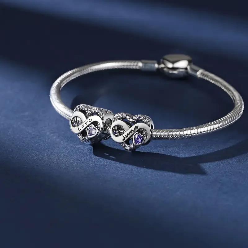 Copper 1-12 Month Love Series Birthday Charms Bead Fit Original Bracelet For Women Diy Bead For Matching Jewelry Making Gift