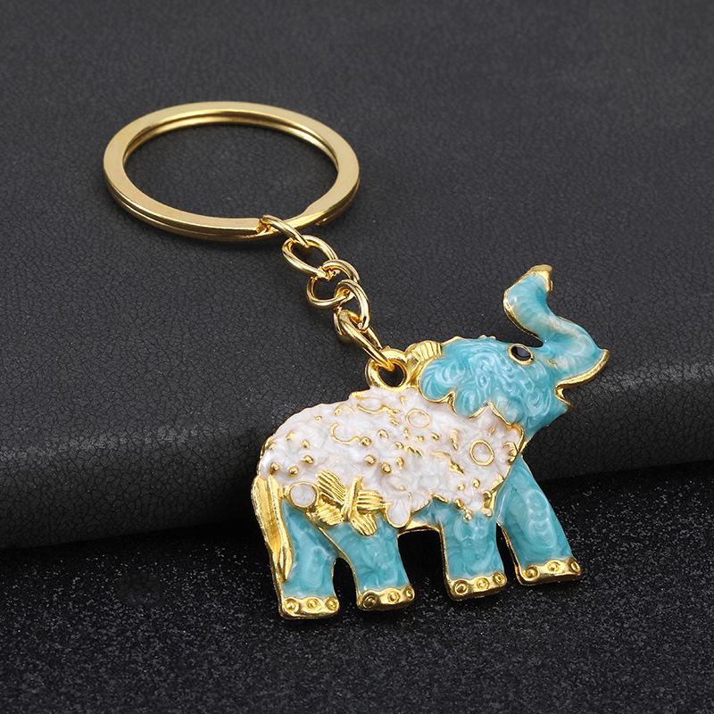 Vintage Colorful Elephant Keychain Creative Cute Animal Bag Car Key Ring For Men Women Gift