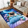 Pug Under The Stars Creative Print Carpet for Living Room Bedroom Bedside Sofa Table Floor Mat Home Area Rug Decor for Gifts