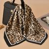 60Cm Leopard Print Kerchief Hair Scarf For Women Silk Satin Headband Hijab Scarfs Female Square Neck Scarves For Ladies