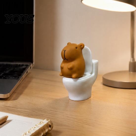 Cute Toilet Sitting Doll Miniature Animal on Figurine, Mini Small Frog /Duck/ Pig Statue, Funny Fun Gifts for Bathroom Lovers Decor, Desk Ornament