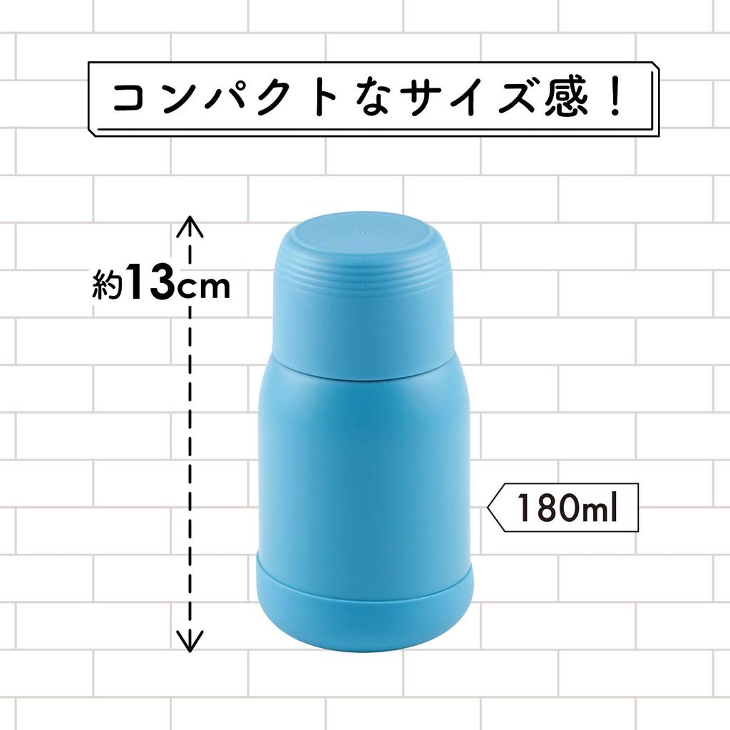 Wahei Freiz Mini Water Bottle, Mug Bottle, Blue, 180ml, 2-Way Bottle with Cup, Direct Drinking, Vacuum Insulated Bottle, Sumini RH-1490