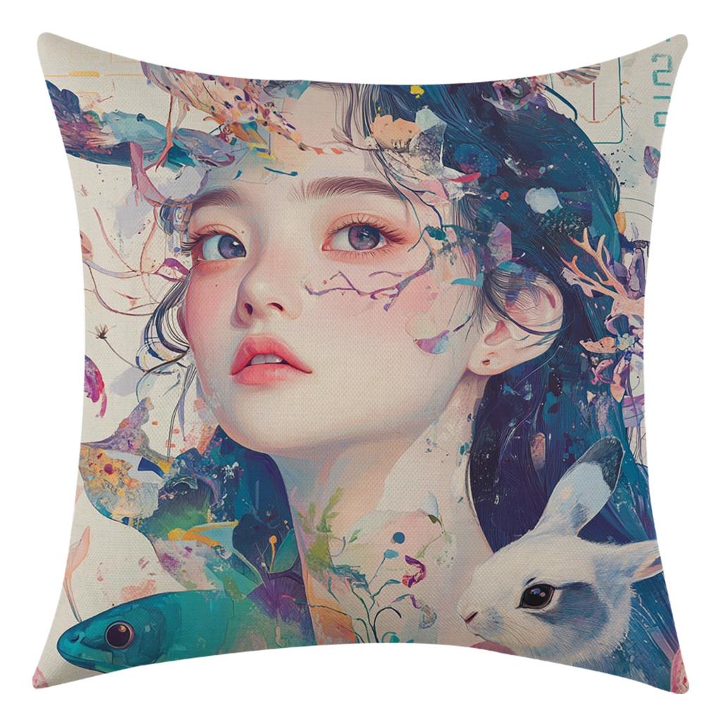 New Dreamy Girl Beautiful Encounter Pillowcase, Holiday Decoration Car Cushion Cover