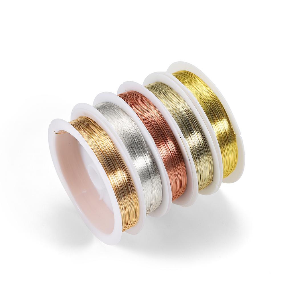 1Roll Gold Color Copper Wire 0.2/0.3/0.4/0.5/0.6/0.7/0.8/1.0mm Beading Cord DIY for Jewelry Making Accessories Wholesale