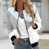Women's Fashion Casual Printed Zip Jacket With Pockets Long Sleeve Coat