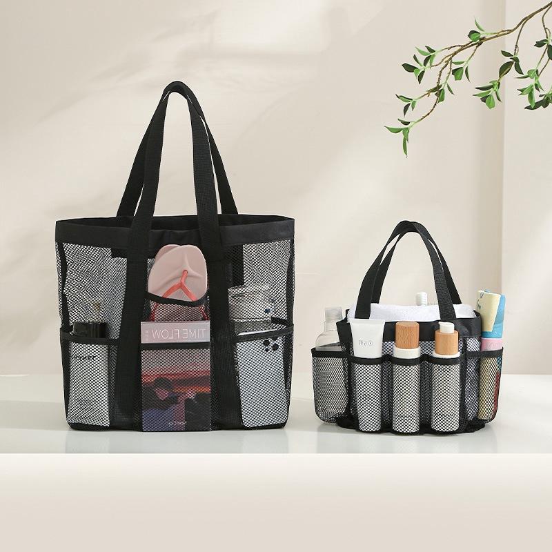 All Purpose Transparent Net Fabric Tote Bag Water Resistant Multipurpose Storage Pouch for Fitness Beach Trip and Travel