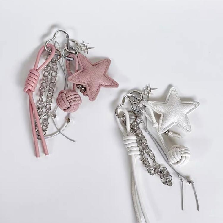 Handmade Star Key Ornament Alloy and PU Bowknot Key Holder Rope Key Accessories Suitable for Party or Room Decorating