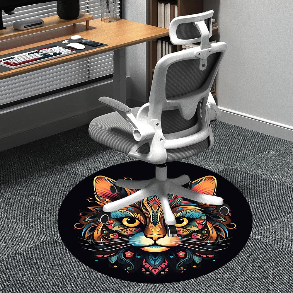 

1pc Colorful Cat Face Artwork Chair Carpet for Office Non-Slip Mat for Office - Decorative Floor Mat yy251030277 80cm by 80cm