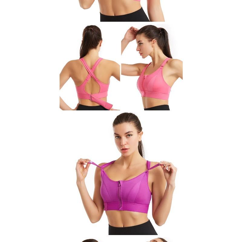 Reggiseni Sportivi da Donna Leggings Top Corto Gilet Cerniera Frontale Taglia Plus Spalline Regolabili Antiurto Palestra Fitness Atletico Reggiseno