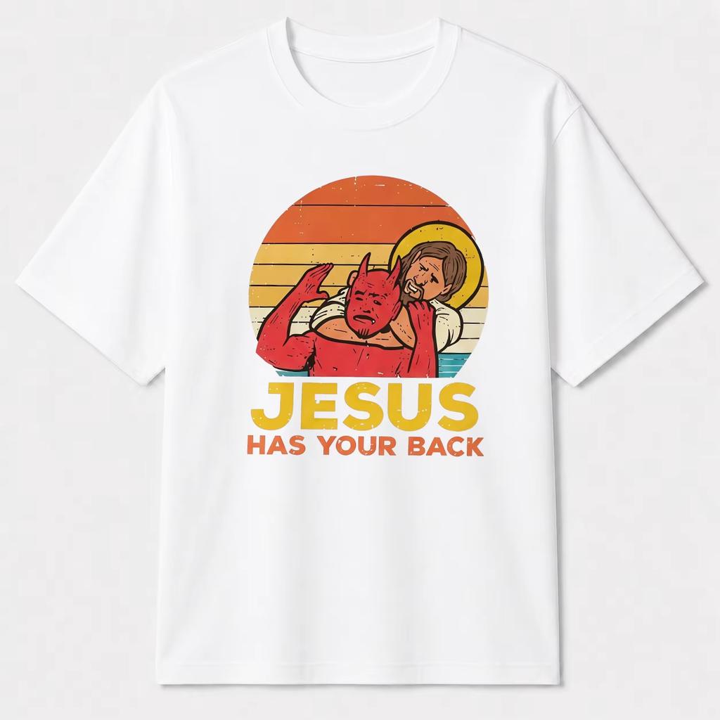 Best Selling Fashion Summer Jesus Has Your Back Jiu Jitsu Retro Christian Unisex Unisex T Shirts Cotton T Shirt Street Unisex Tshirt