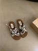 Design sense niche flat sandals shoes women's summer seaside silver cool slippers beach shoes wear Roman women's shoes