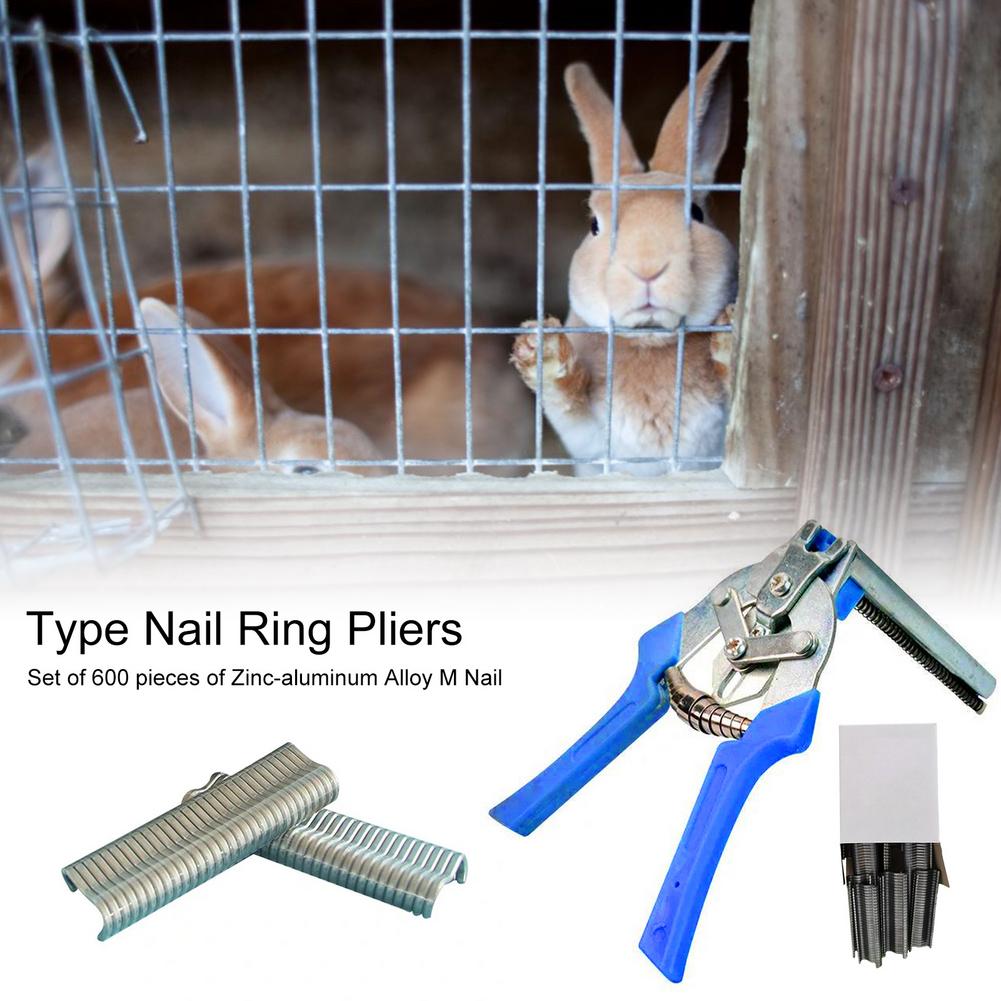 Pig Ring Clip M-type Nail Pliers Set Net Tags Traps Cage Steel Fastening Clamp Installation Tools For Bird Chicken Wire Fencing