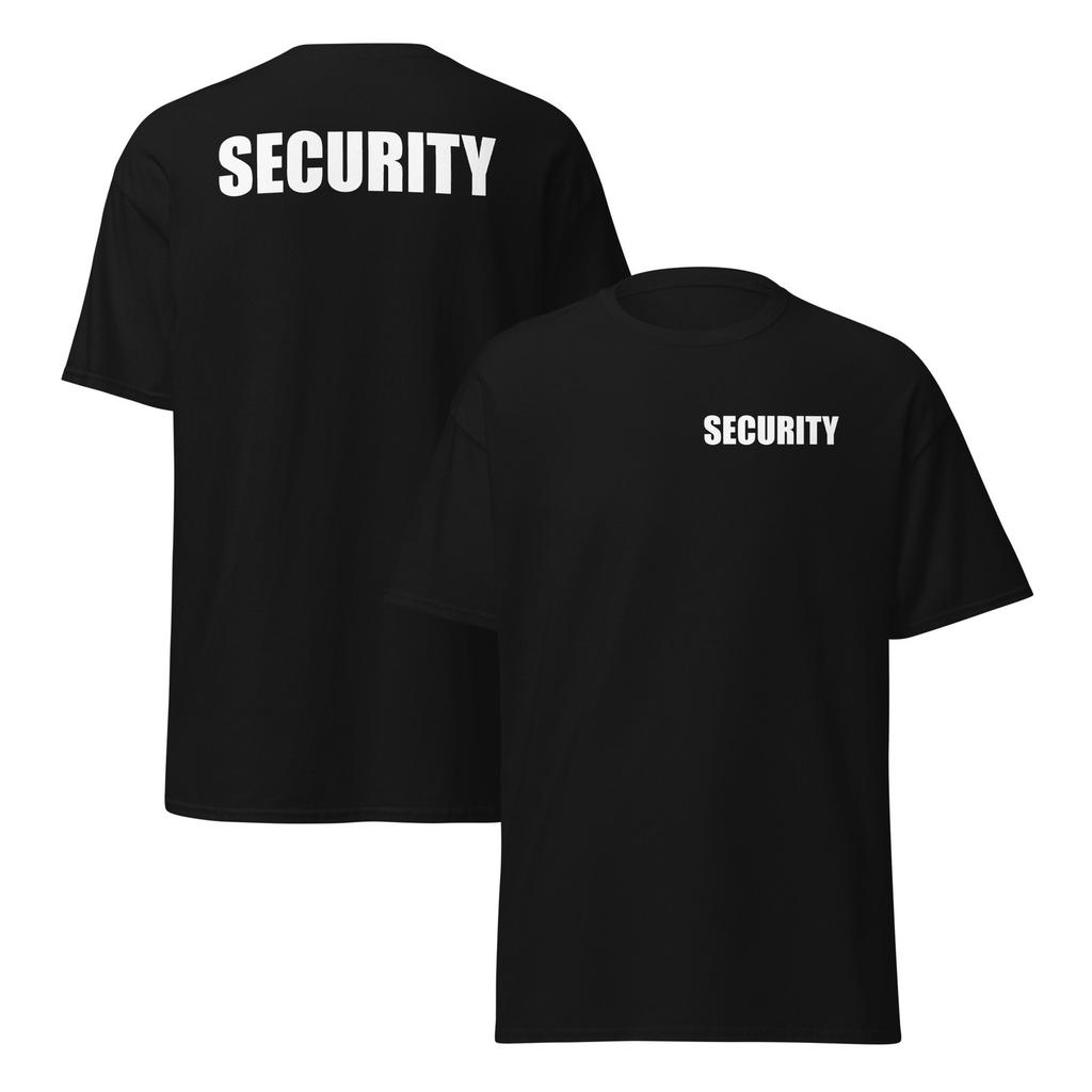 Camiseta Unisex Clásica de Uniforme de Guardia de Seguridad con Gráfico Doble Cara
