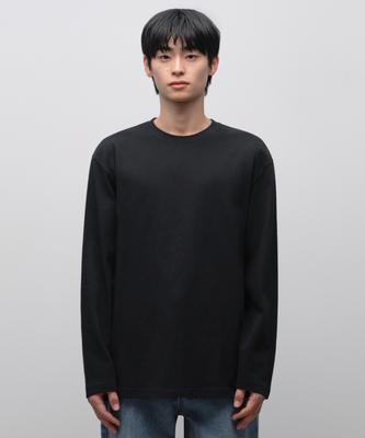 Relaxed Oe Crew Neck Long Sleeve T-Shirt [Black]
