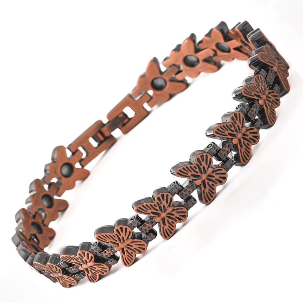 Zhentu Retro Butterfly-Shaped Red Copper Magnetic Bracelet for Women – Artistic, Fashionable, and Detachable Couple Design.