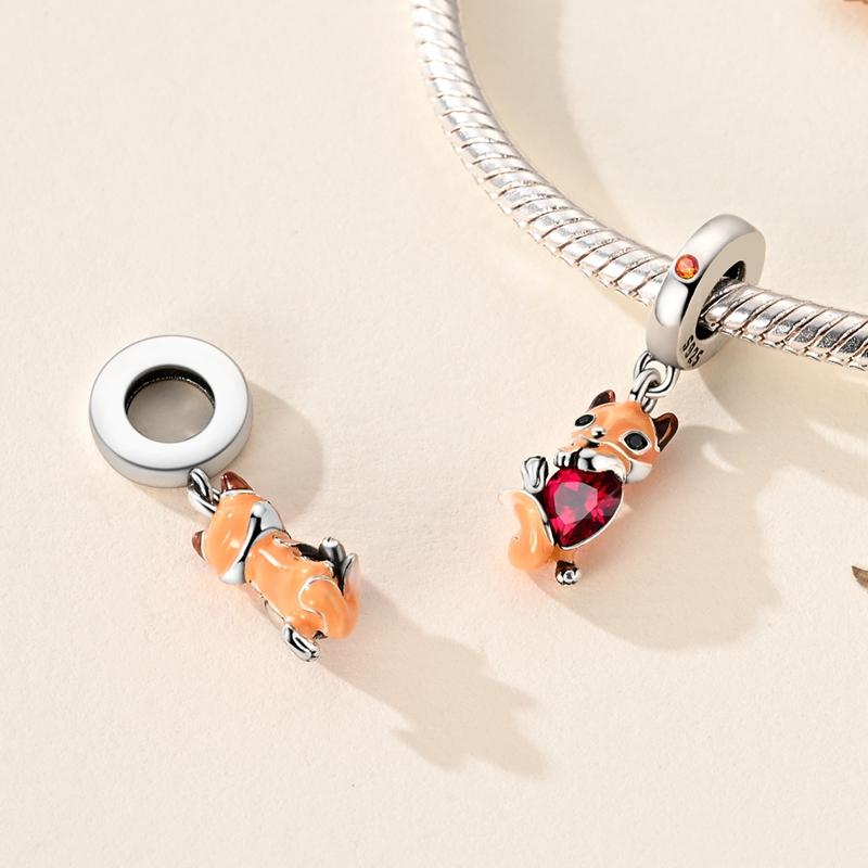 Copper Red Series Gift Box Carousel Beads Pendents Charm Fit Original Diy Bracelet Necklace Birthday Jewelry Gift