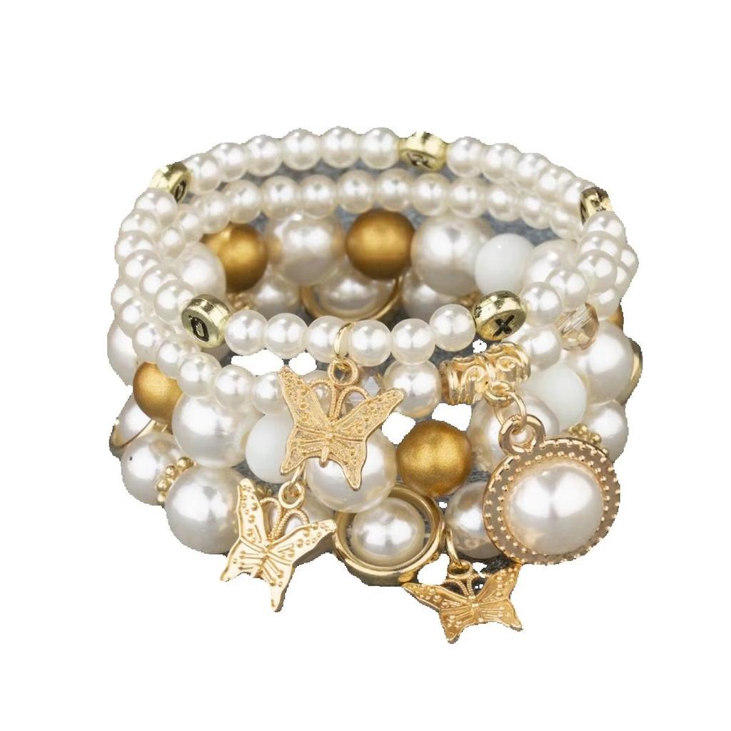 B15 Exaggeration Acrylic Beads Chain Bracelet Set Women Tree Exquisite Bangle Female Bohemian Jewelry Exquisite Trend Accessorie