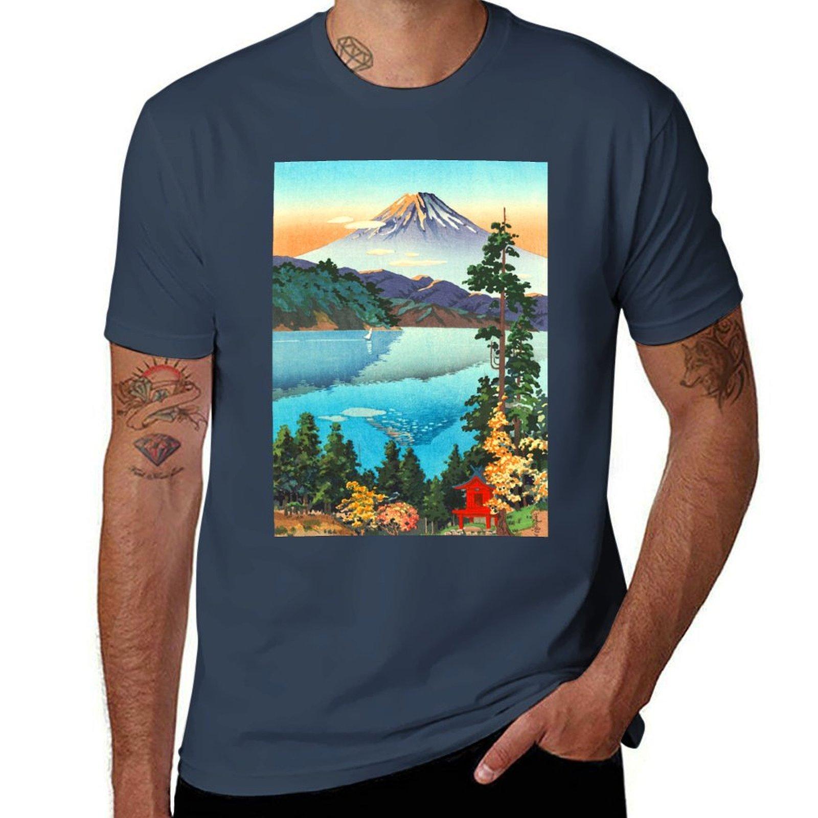 Tsuchiya Koitsu Lake Ashi in the Hakone Hills TShirt Daily Wear Print TShirt S