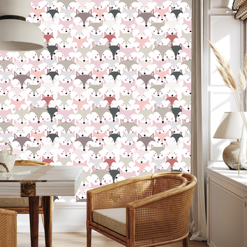 Colorful Foxes Wallpaper for Living Room and Bedroom 50x1000