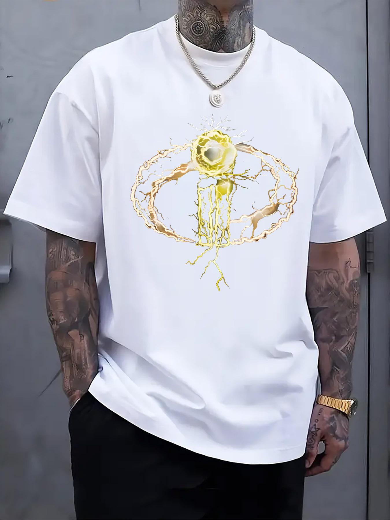 

Casual Crew Neck T-shirt with Energy Wave Nerve Print - Regular Fit XXL