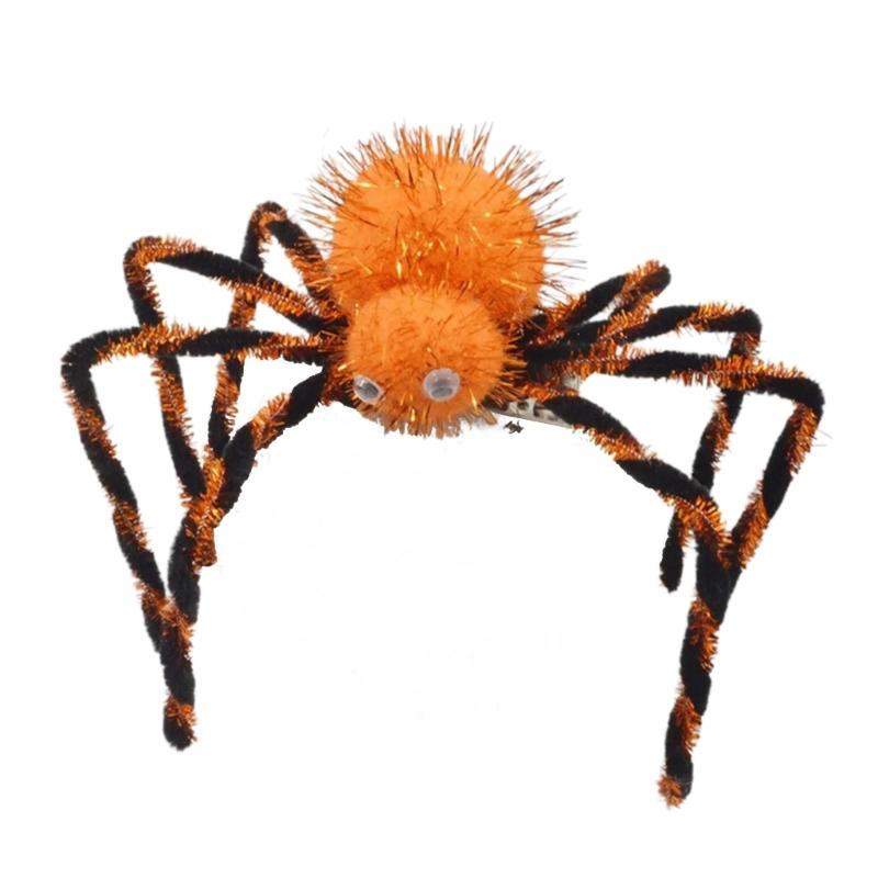 Plush Halloween Hair Clip Spiders Role Play Accessory with Spiders Legs and Clip On Hold for Party Photos and Costume Wear
