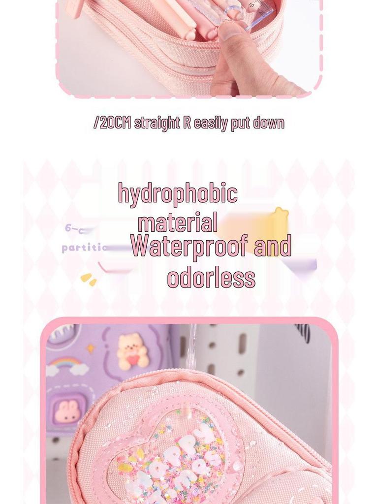 Three-layer Cute Cartoon Pencil Bag for Girls: Spacious, Stylish, and Ideal for Primary School Students