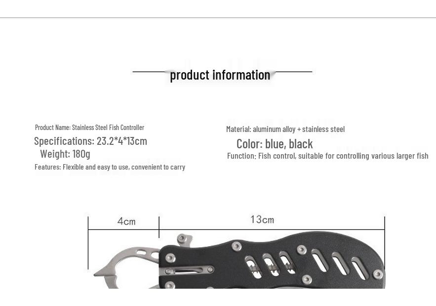 304 Stainless Steel Fish Gripper with Lure Pliers - Finger Trigger Fish Controller and Grabber for Fishing.