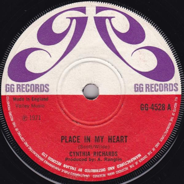 

7inch Record CYNTHIA RICHARDS / IRVIN BROWN & CY - Place In My Heart / You ve Got A Fr GG4528 GG s Records 1971 UK Reggae, Ska & Dub Used
