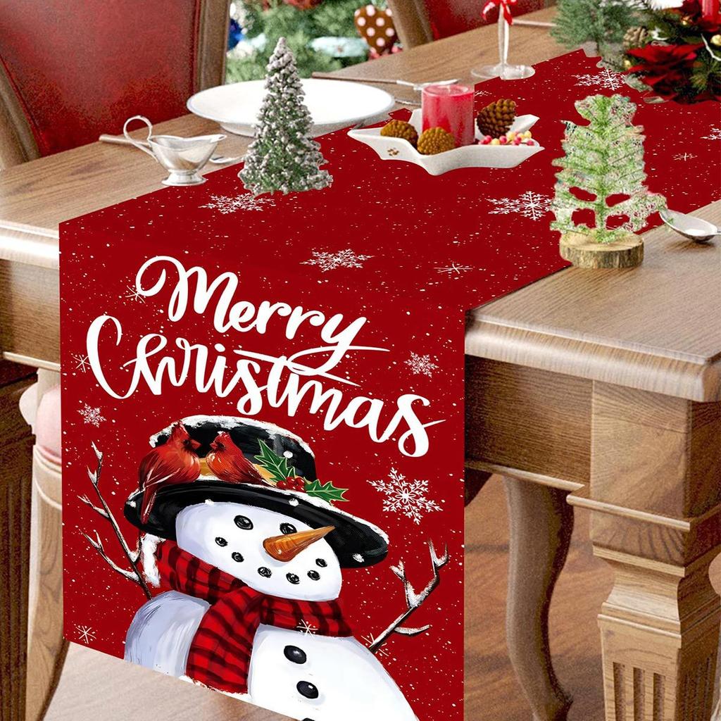 Christmas Table Runner Merry Christmas Decorations for Home 2026 Cristmas Table Flag Cover Navidad Noel Gift New Year Tablecloth
