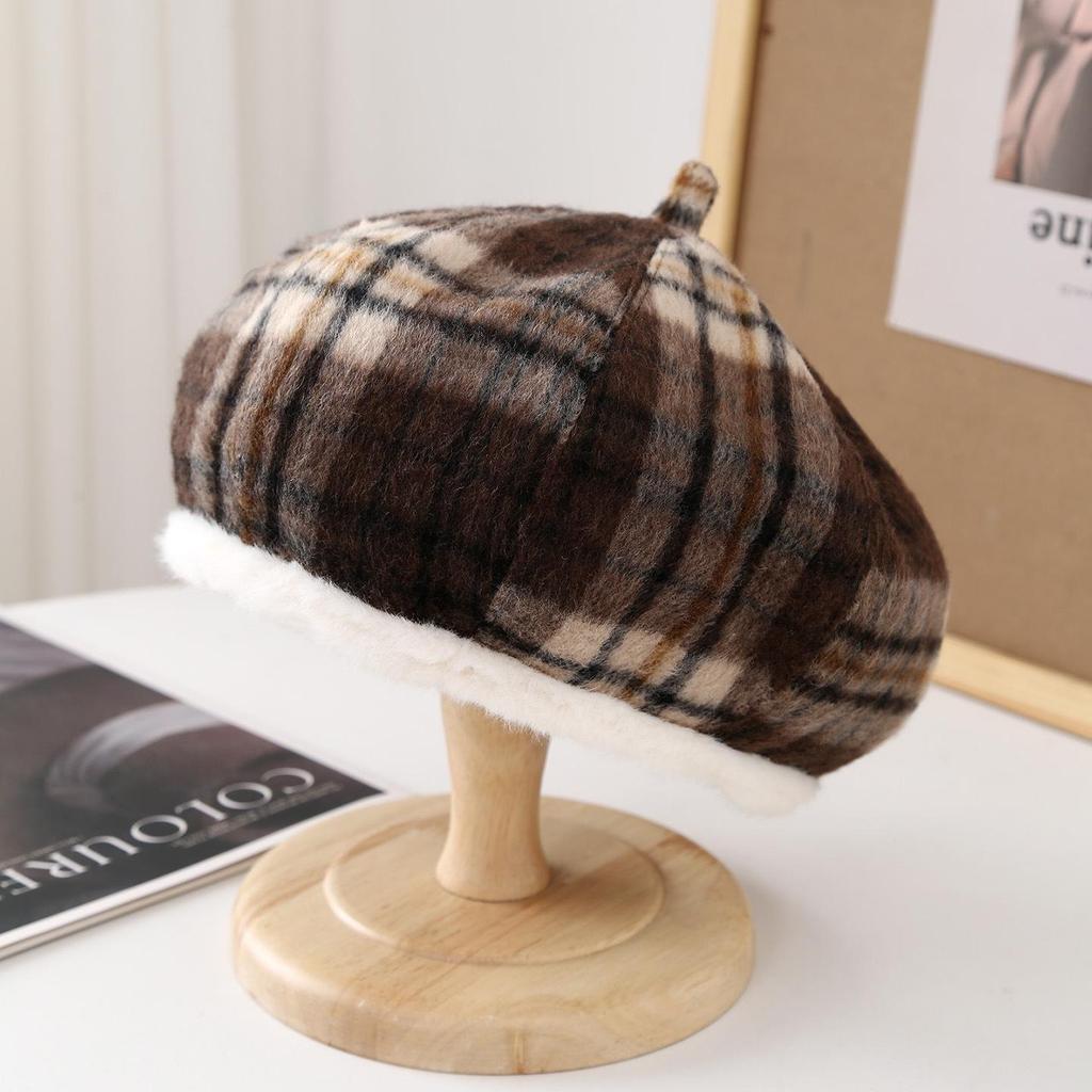 2025 Retro Karomuster Baskenmütze - Unisex Malermütze für Herbst/Winter, Warm & Modisch