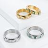 Ins European and American Light Luxury Emerald Zircon Titanium Steel Rotating Ring Women's Niche High-end Sense Fashion Temperament Tail Ring