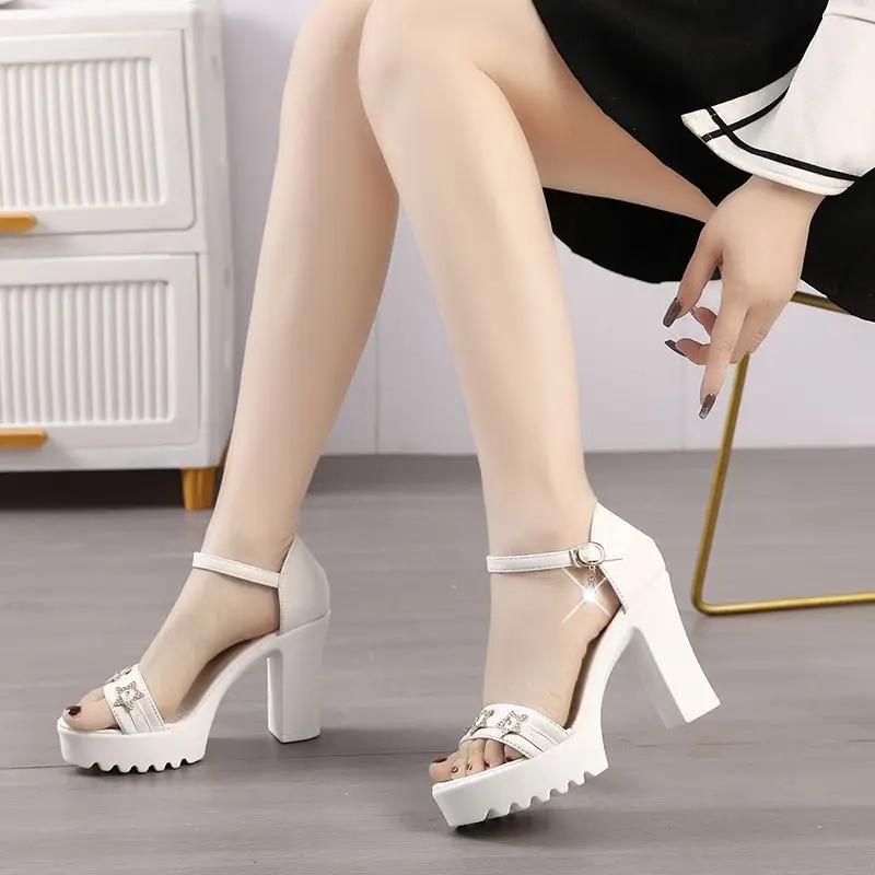 Fashion Open Toe Thick Heel Sandals for Women Daily on Offer Luxury 2025 Cheap Liquidation The Best Summer Trending Original Woman Shoes
