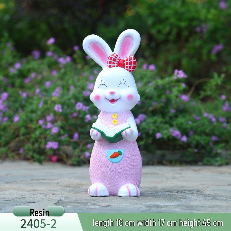 Outdoor Cartoon Rabbit Garden Decoration - Animal Flower Pot Sculpture for Kindergartens and Courtyards