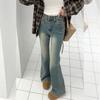Micro Flare Jeans Women Nostalgic Blue Design Sensibility Autumn and Winter Thin and Versatile Horseshoe Pants Retro Baggy Long Jeans for Ladies