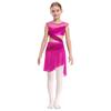 Abito da Danza Lirica a Pezzo Unico da Bambina Senza Maniche Rete Trasparente Patchwork Asimmetrico Abito da Ballo