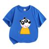Kids Boys Girls Crew Neck Short Sleeve 100% Cotton T-Shirt Cute Cartoon Panda Printed Casual Soft Breathable Lightweight Pullover Tee for Daily Home O