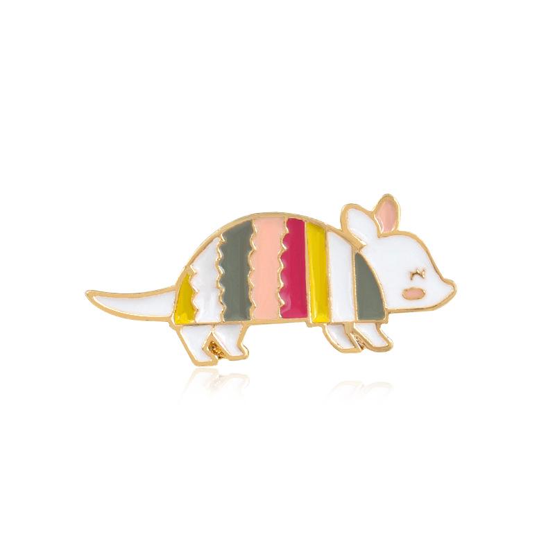 Colorful Cartoon Rainbow Brooch - Seven-Color Bamboo Rat Accessory for Coats, Scarves, and Backpacks