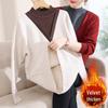 Mom's New Plus Velvet Sweater: Faux Two-Piece Knit for Middle-Aged & Elderly Women