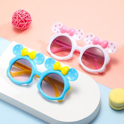 7330 Novos Óculos de Desenho Animado Fofos Laço Duplo Óculos de Sol Infantis Meninos e Meninas Óculos de Sol Anti-Ultravioleta