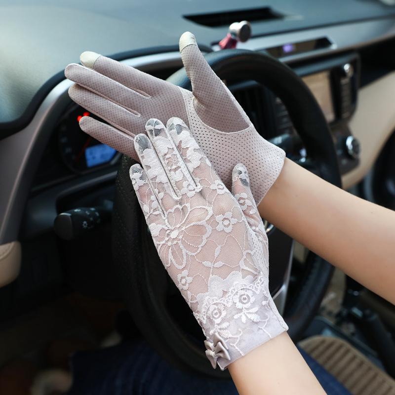 Gloves womens thin sunscreen cycling non-slip breathable short summer spring and autumn touch screen