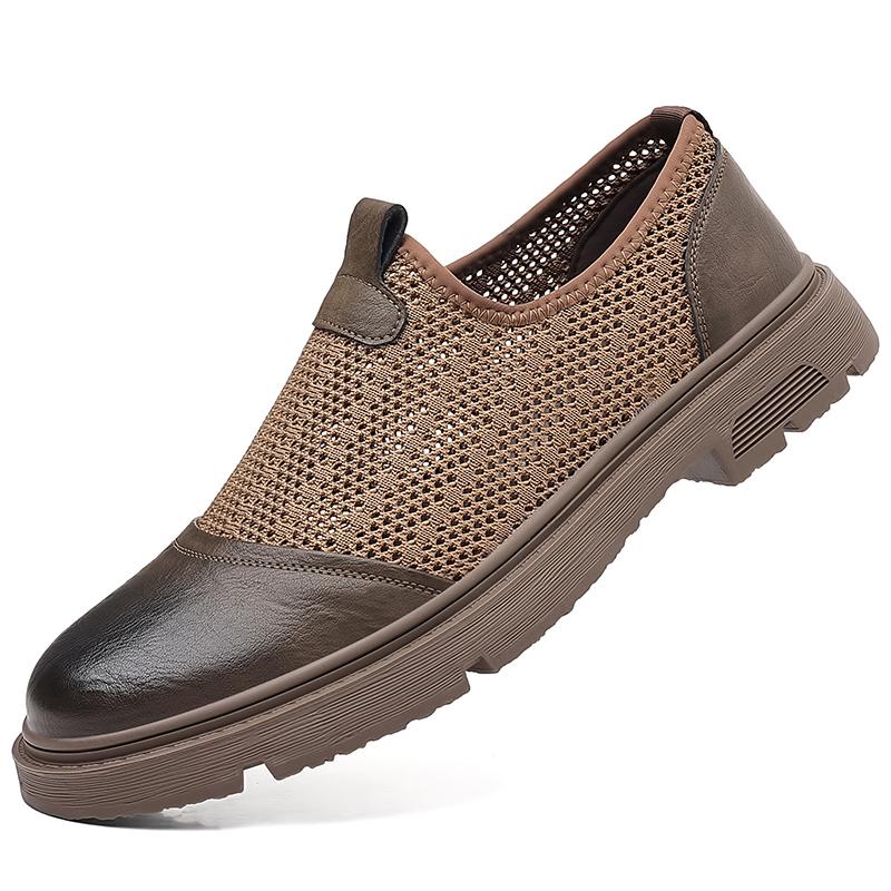 

Летние мужские сандалии и туфли Baotou из кожи - повседневные и удобные мужские туфли для отдыха на природе из сетчатой кожи, классические черные туфли 38