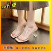 Thick Heel Crystal Heel Fashion Sandals 2025 Summer New Internet Celebrity Word with Transparent Thick Heel Cool Slippers Women's Wear