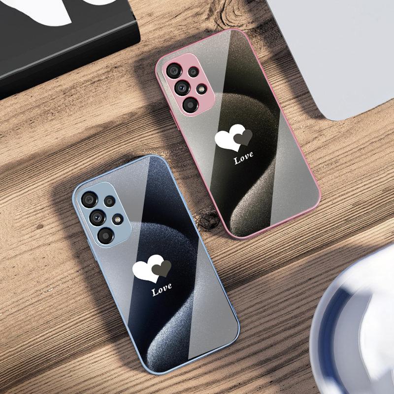 Gradient White Heart For Samsung S 25 S25 Edge S25Ultra S8 S9 S10 20 U Ltra S21 Pro S22 Plus S23 FE S24 Ultra Glass Phone Case