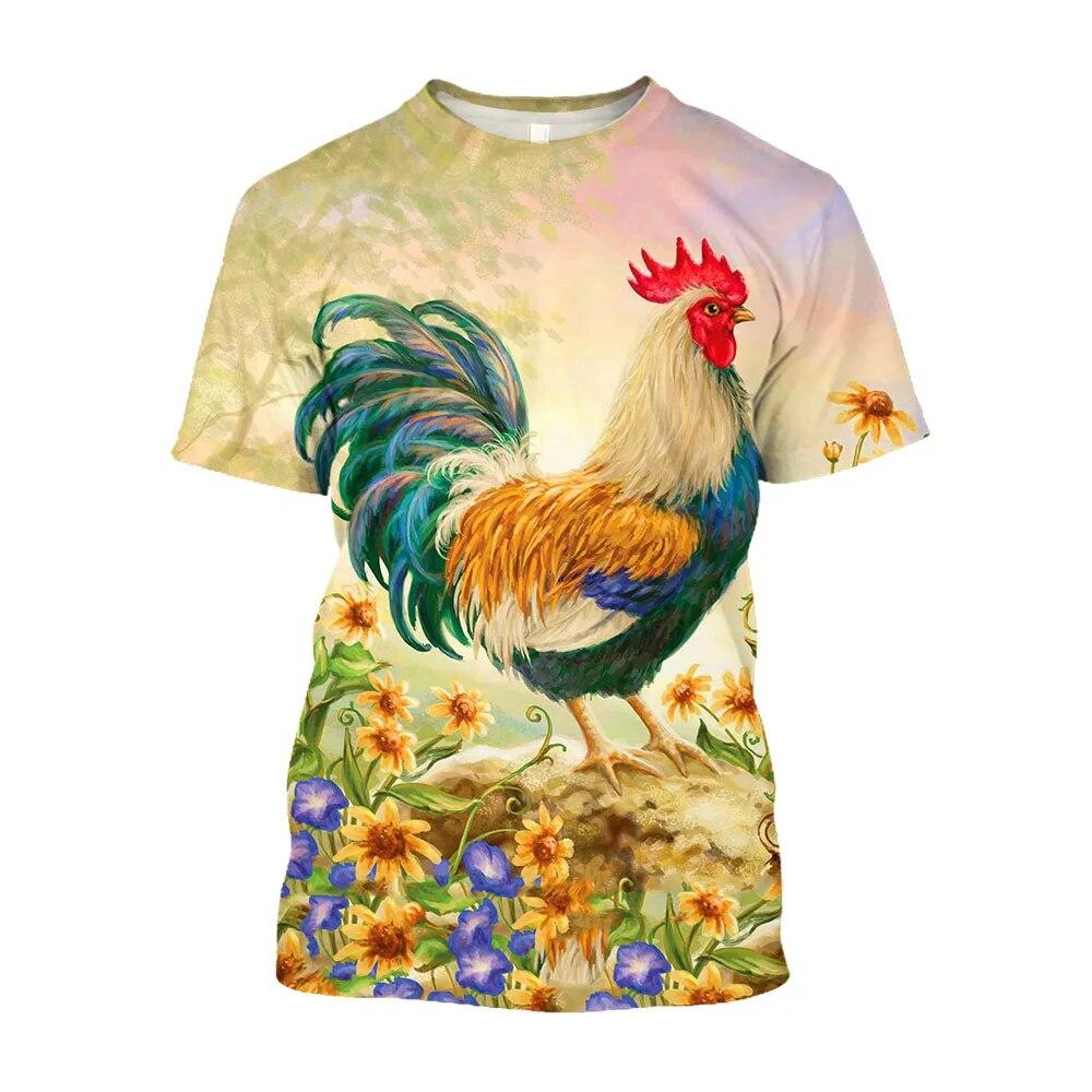 Trend Fun France Gallic Rooster Chicken Fowl Tričko s potiskem Harajuku Fashion Roztomilý Animal Grafický Trička Muži Streetwear